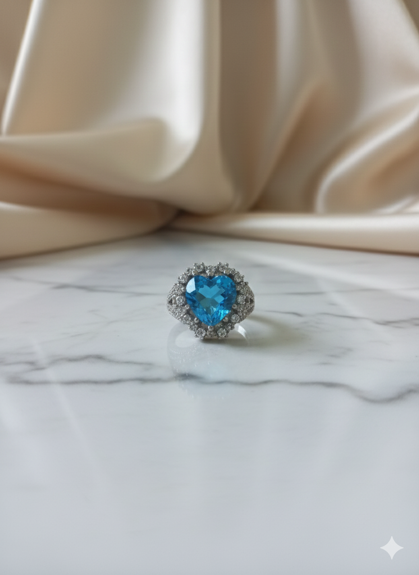 Sterling Silver Blue Topaz Cocktail Ring